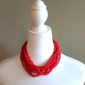 Orange Seed Bead Necklace
